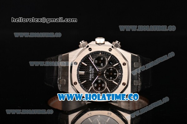 Audemars Piguet Royal Oak Chronograph 41mm Swiss Valjoux 7750 Automatic Steel Case with Black Dial Stick Markers and Black Leather Strap (EF) - Click Image to Close